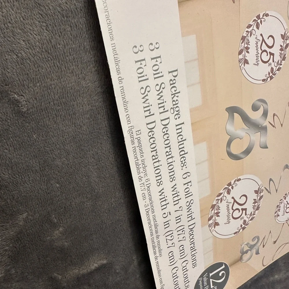 25th Anniversary Decorations White Silver Hanging Swirl Classic Foil Craft Paper